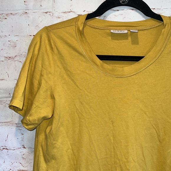 LOGO Lori Goldstein Shirt Womens XS Short Sleeve Ruffle Hem Tunic Top - Picture 2 of 8